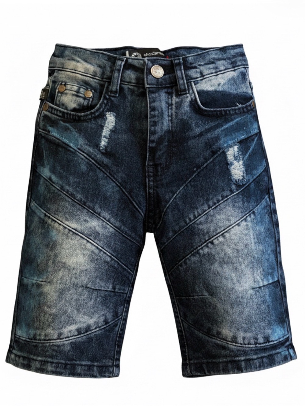 Akademiks Boys Washed Blue Distressed Denim Shorts